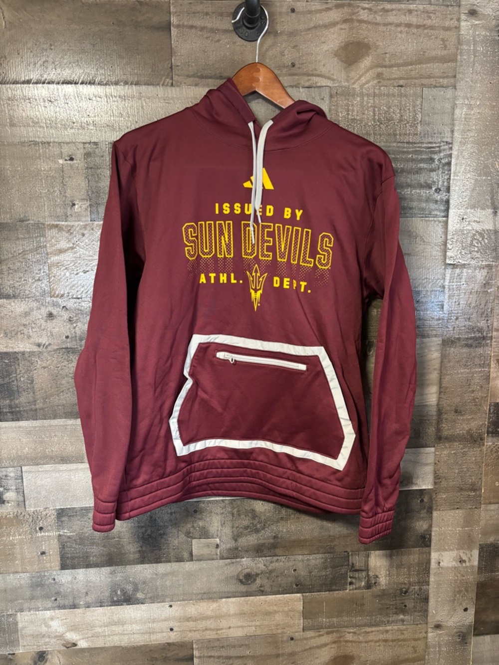NWT adidas Maroon UAZ Sun Devils Hoodie with Cream Trim Kangaroo Pocket Large
